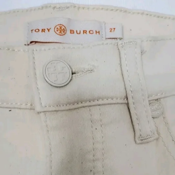 SOLD ‼️ Tory Burch Women's Lana Embroidered Cuff Jeans Pompom NWT $248.00 27 SM - Picture 5 of 9